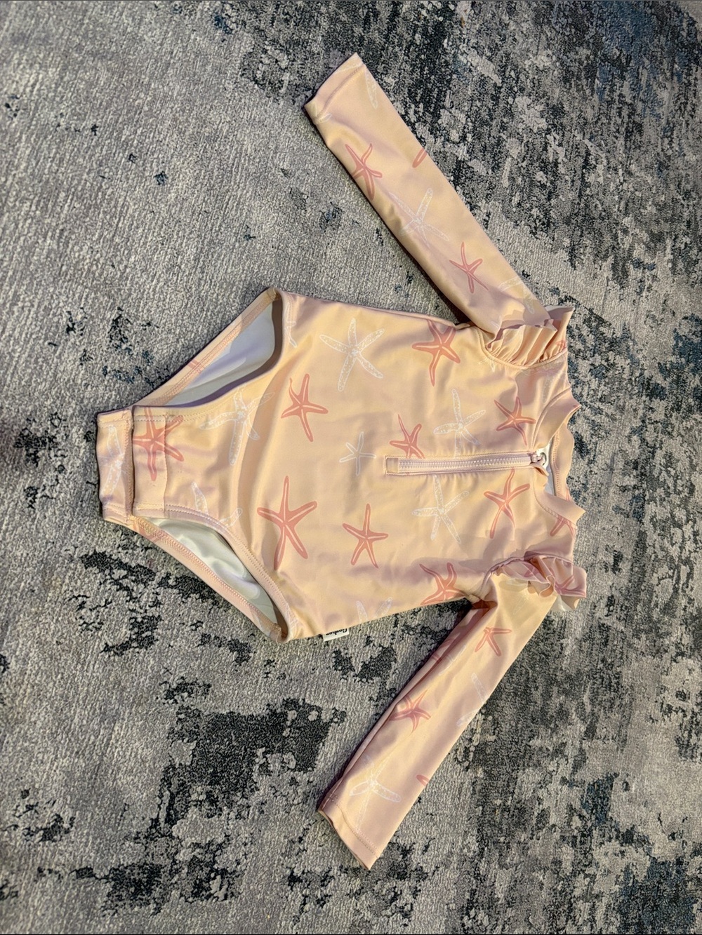 Gerber Peach Starfish Long-Sleeve One-Piece Swimsuit